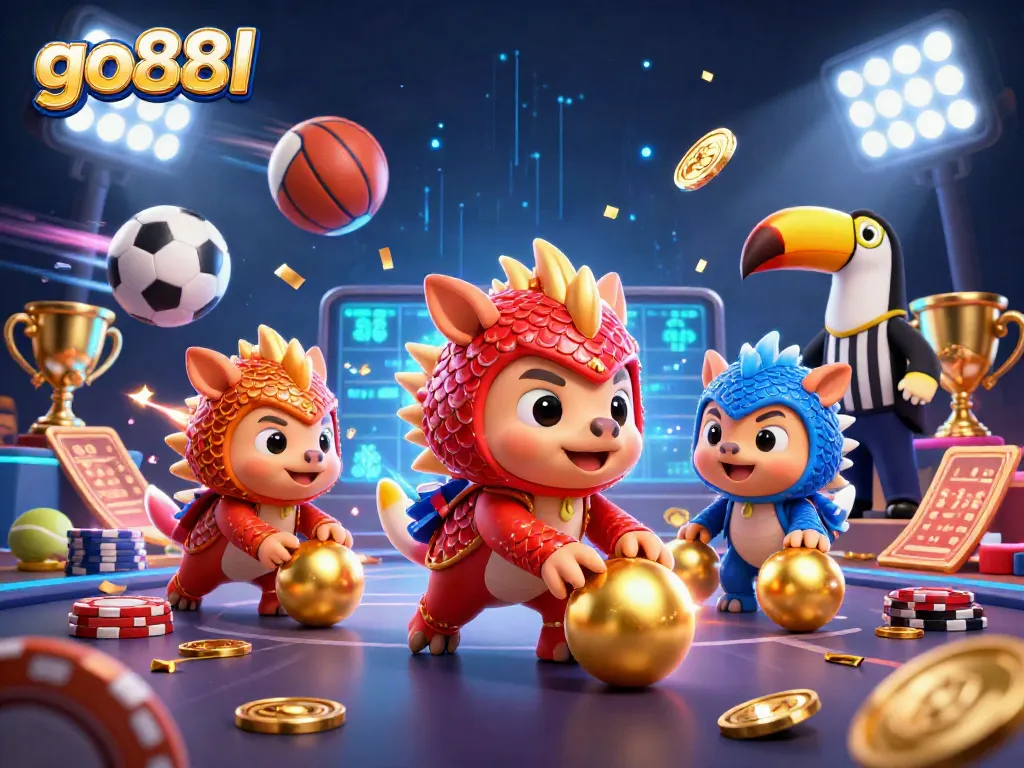 go88l illustrates a vibrant casino scene with rival pangolins engaging in a game of chance