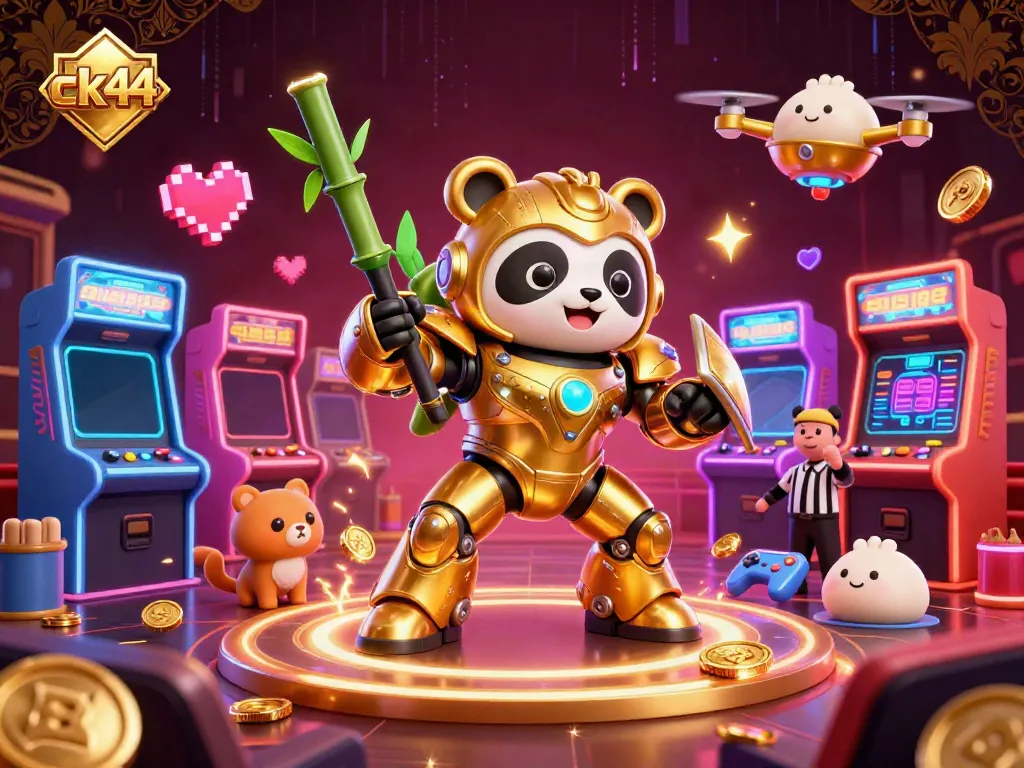 Engage with thrilling games on CK44, featuring dynamic 3D character pilots in an animated casino arena.