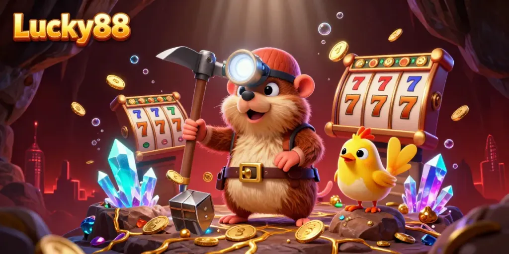 Experience winning moments at Lucky88 with dynamic visuals of a mining adventure full of treasures.