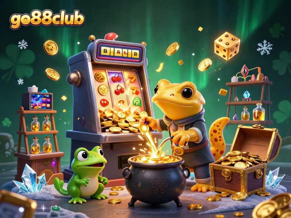 Experience the vibrant world of go88club with a giant golden salamander alchemist in a 3D digital casino