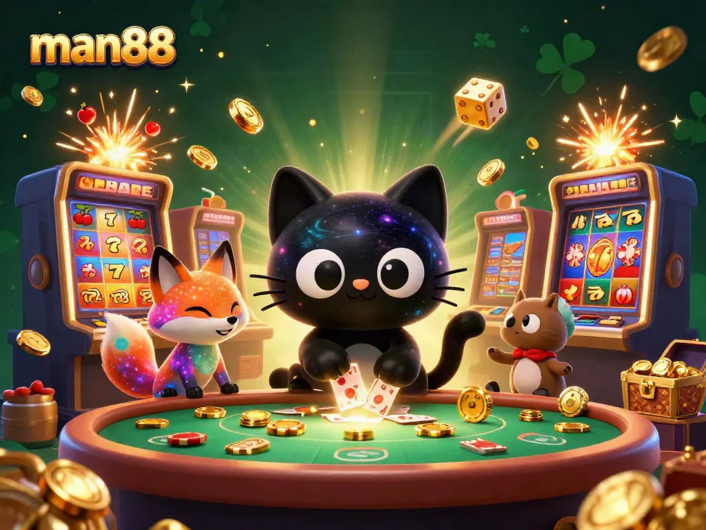 Experience thrilling gaming action with man88 at a cosmic casino table amidst a galaxy backdrop.