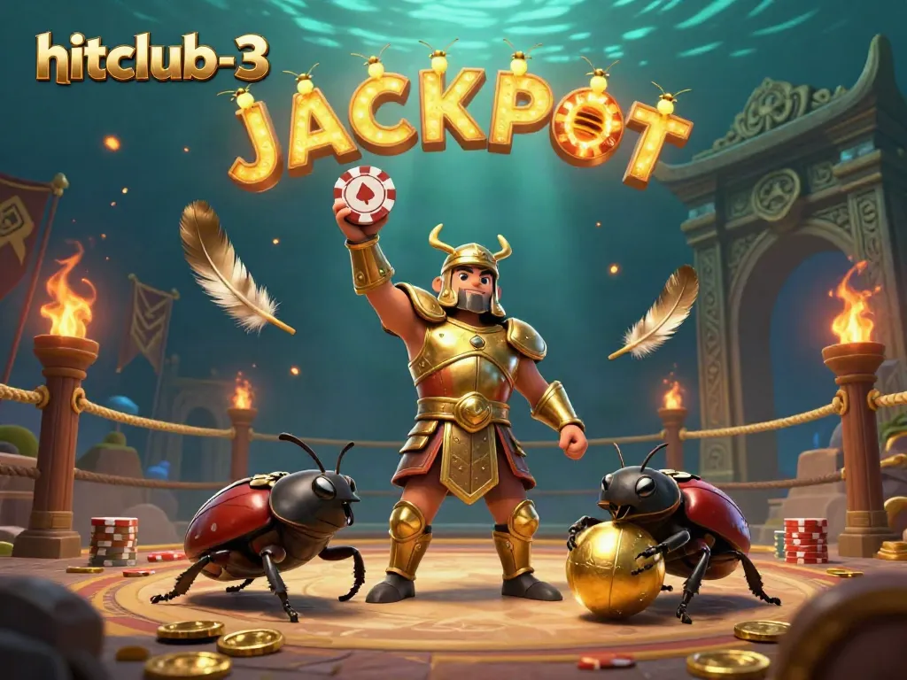 Spin the reels in hitclub-3 with cartoon characters celebrating a jackpot victory among vibrant casino elements.