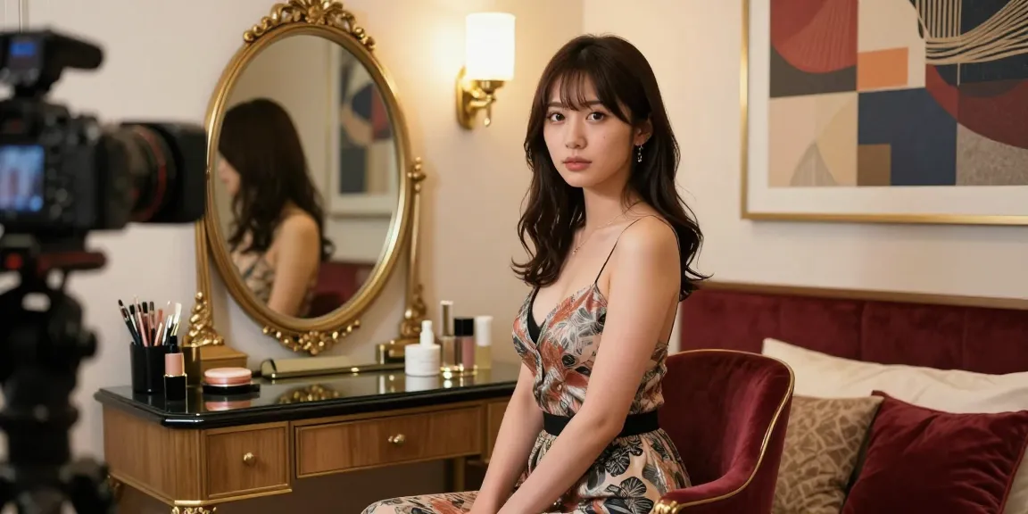 日本AV女演员在华丽卧室中优雅展示，散发迷人魅力。