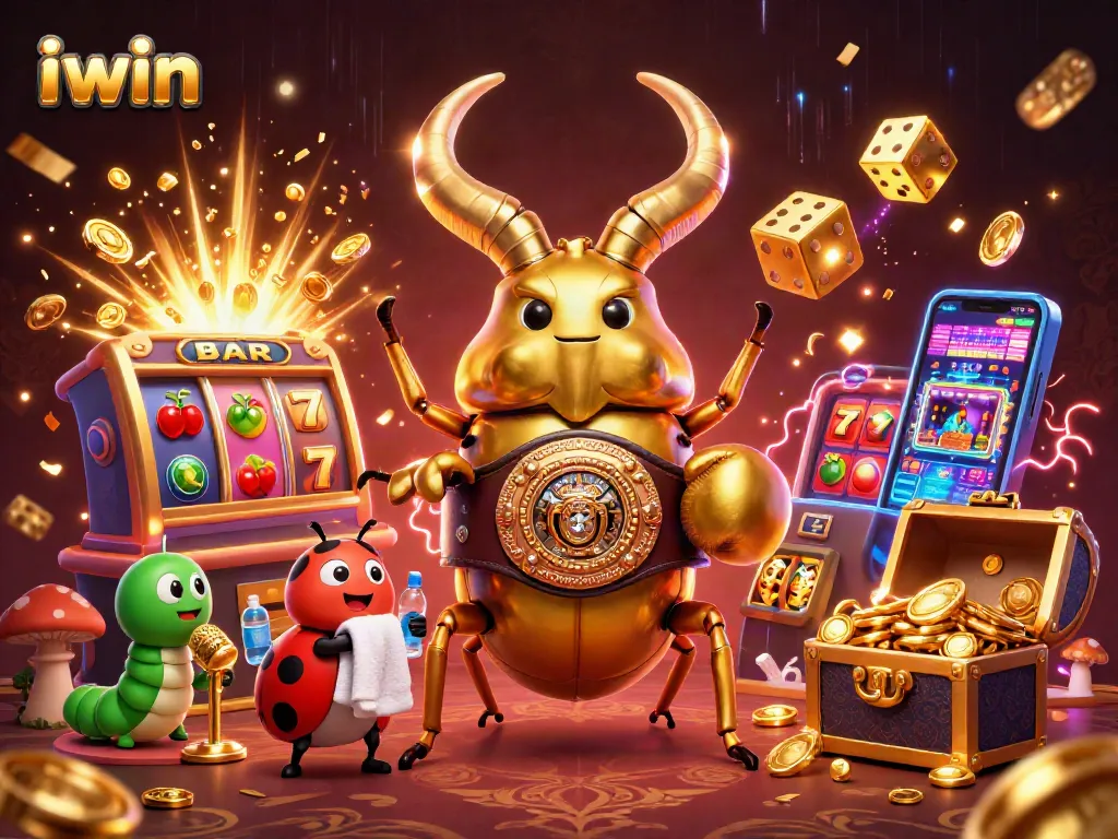 Engage in thrilling play with iwin's vibrant 3D casino world showcasing dynamic slot machines and characters.