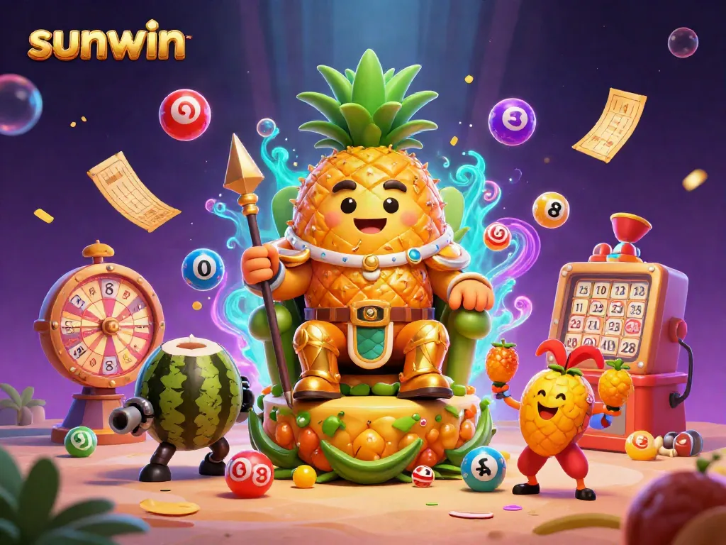 Experience thrilling gameplay with sunwin's vibrant golden pineapple king and dynamic casino scene.