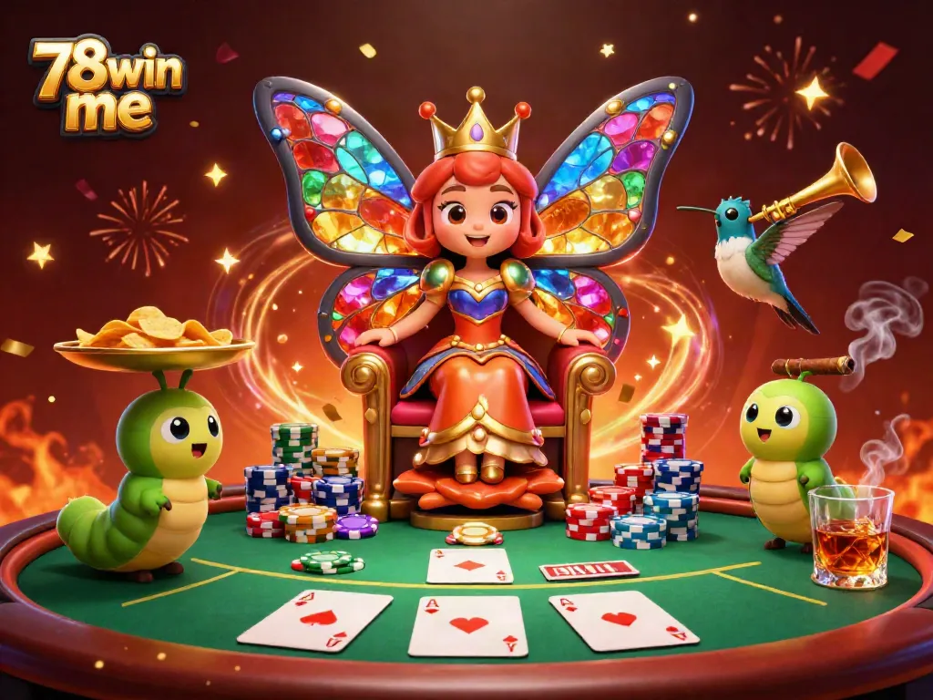 Engage in thrilling gameplay at 78win me with a vibrant casino scene featuring poker and vibrant characters.