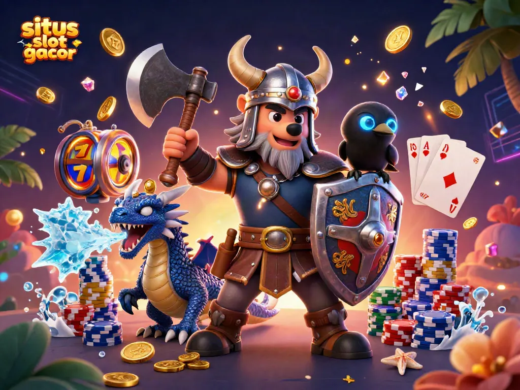 Experience exciting wins at situs slot gacor with vibrant 3D casino elements and characters.