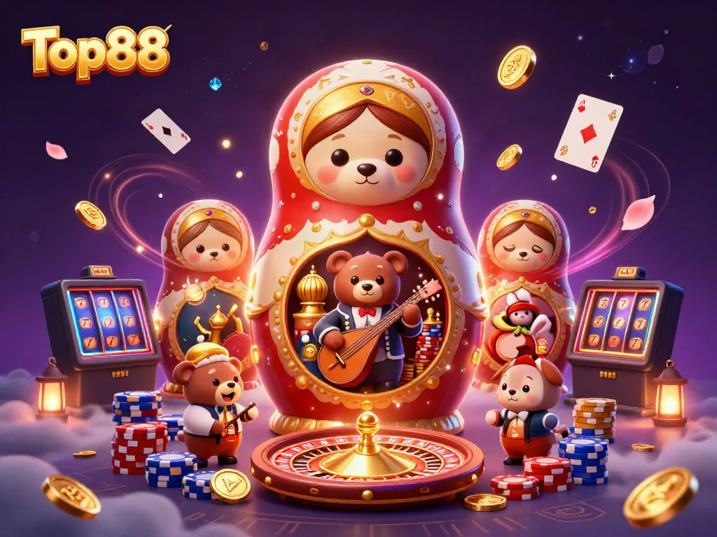 Experience the magic of Top88 with vibrant casino characters and dynamic gaming elements.
