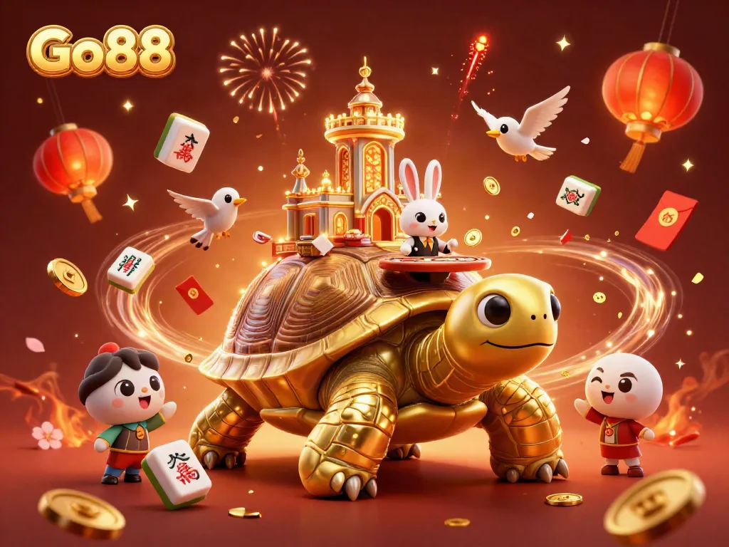 Experience thrilling gameplay at Go88 with a vibrant casino scene featuring a tortoise casino.