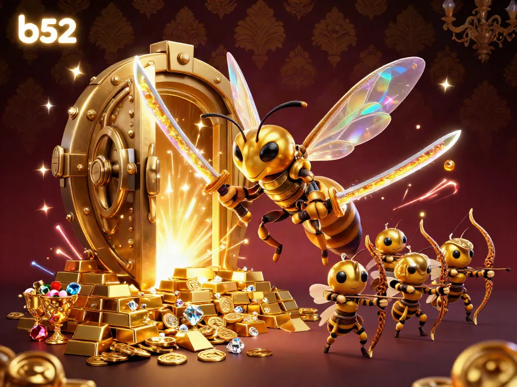 Experience the legendary b52 as a giant golden hornet in an extravagant digital casino world.