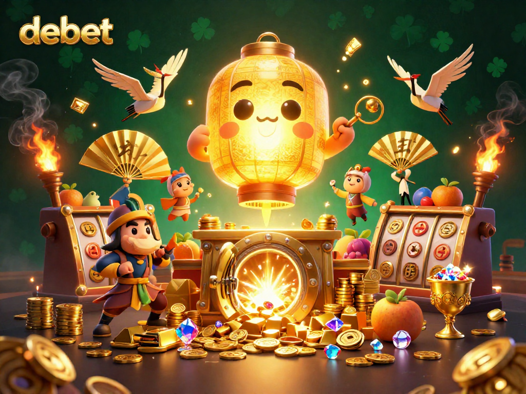 Experience the thrill of debet with a vibrant casino scene showcasing golden treasures and lucky symbols.