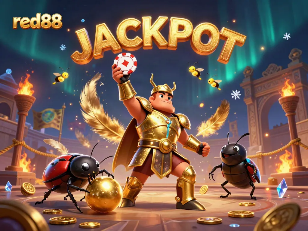 Experience the excitement of red88 casino with a vibrant 3D illustration capturing victory and fortune.