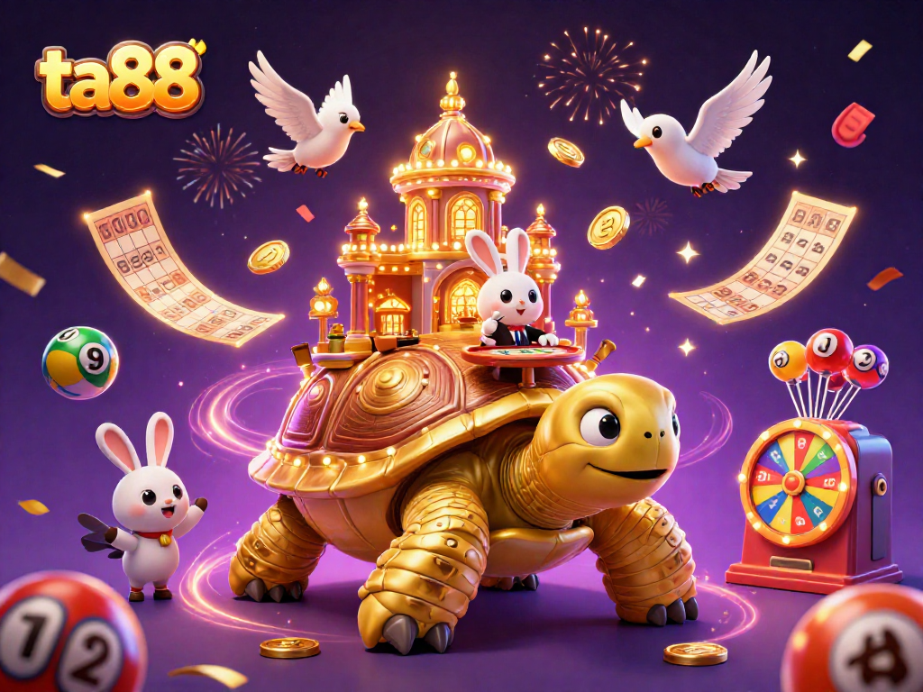 Join the excitement of ta88's vibrant casino scene with lucky tortoise and bird characters!